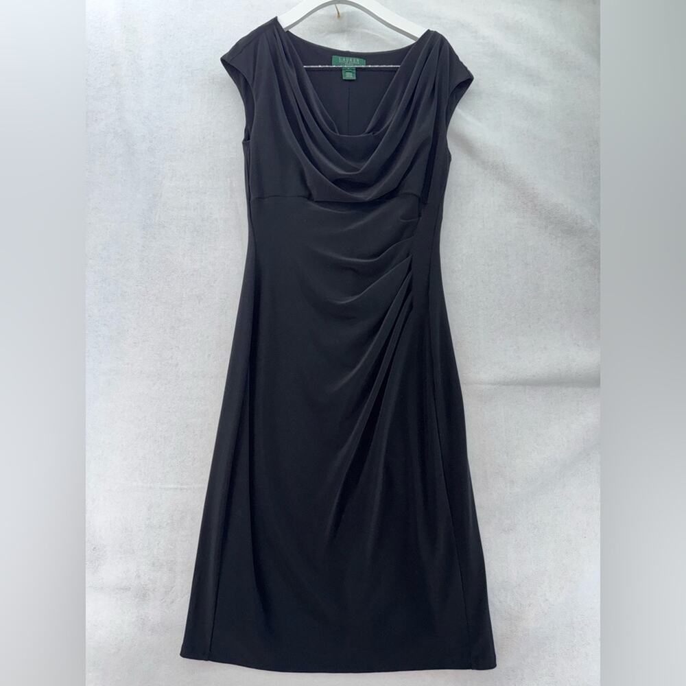 EUC Lauren Ralph Lauren Little Black Dress Stretch sz 6 Fully Lined Wrinkle Free